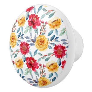 Glad akvarellblommig mönster i gul ros knopp