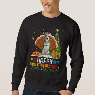 Glad Alaskan Malamute Hund Hellothanksmas Lång Ärmad Tröja