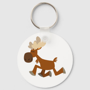 Glad älg Keychain för gullig tecknad Nyckelring