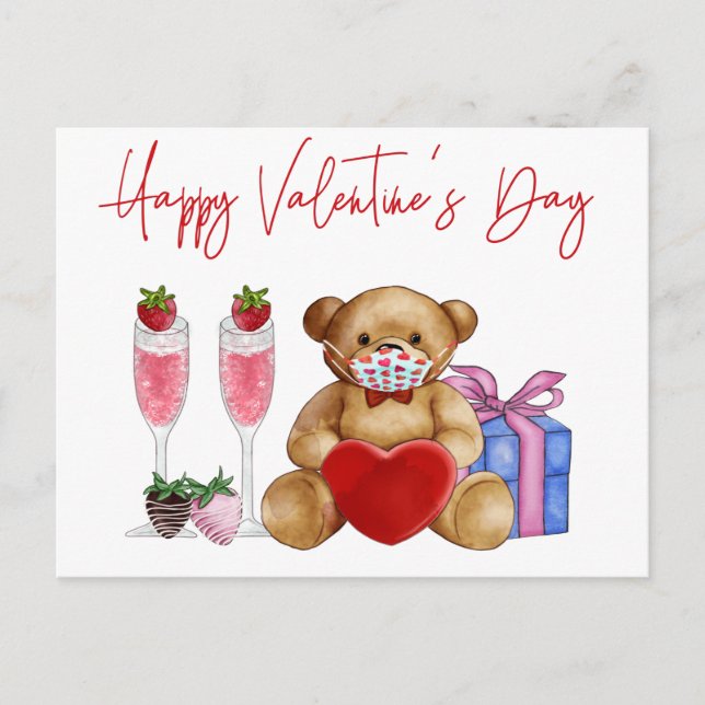 Glad Alla hjärtans dag 2021 Karantänska Covid Vykort (Framsida)