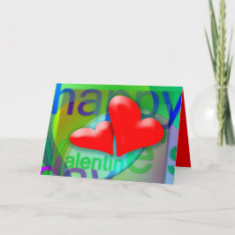 Glad Alla hjärtans dag 2 Red Hearts Hälsning Helgkort