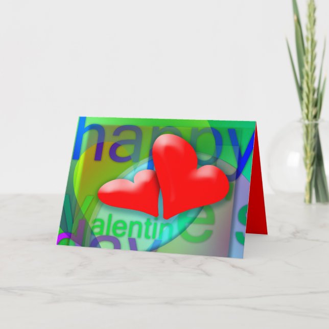 Glad Alla hjärtans dag 2 Red Hearts Hälsning Helgkort (Framsida)