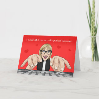 Glad Alla Hjärtans Dag AI Humor Kvinna som skriver Helgkort
