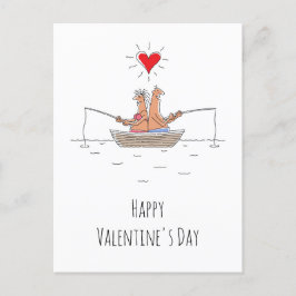 Glad Alla hjärtans dag Älskare Fishing Red Heart Vykort