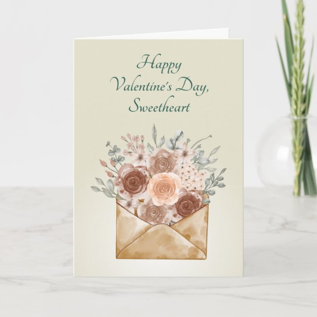 "Glad Alla Hjärtans Dag, Älskling" Eleganta Blommo Helgkort (Framsida)
