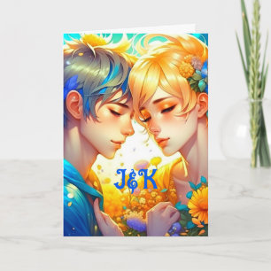 Glad Alla hjärtans dag   Anime Pojke och Flicka Kort
