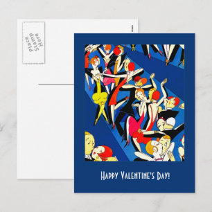 Glad Alla hjärtans dag. Art Deco-design Helg Vykort