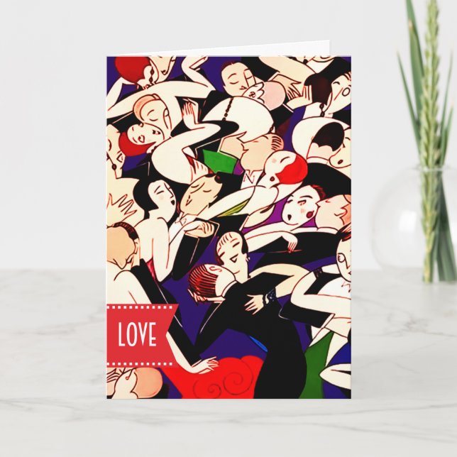 Glad Alla hjärtans dag Art Deco Helgkort (Framsida)