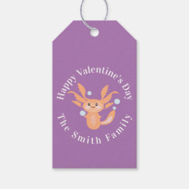 Glad Alla Hjärtans Dag Axolotl Lila Presentetikett