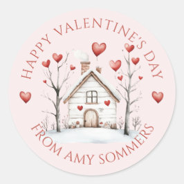 Glad Alla hjärtans dag Barn Watercolor Runt Klistermärke