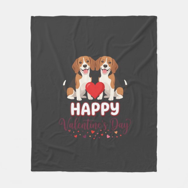 Glad Alla Hjärtans Dag Beaglepar Fleecefilt (Framsidan)