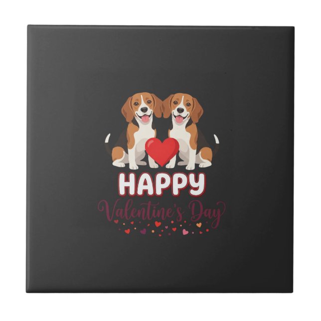 Glad Alla Hjärtans Dag Beaglepar Kakelplatta (Framsidan)