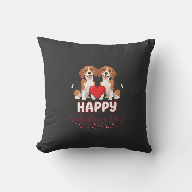 Glad Alla Hjärtans Dag Beaglepar Kudde (Framsida)