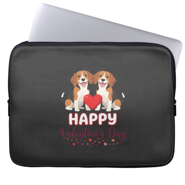 Glad Alla Hjärtans Dag Beaglepar Laptop Fodral (Framsidan)