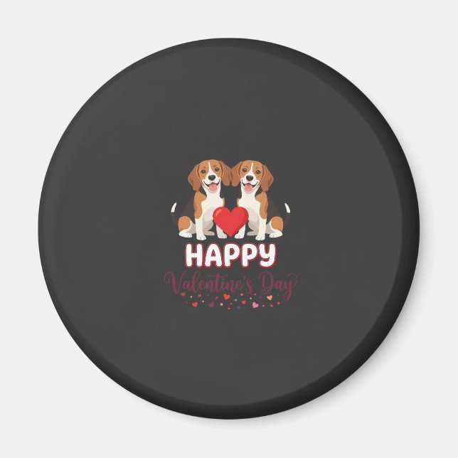 Glad Alla hjärtans dag Beaglepar Magnet (Framsidan)