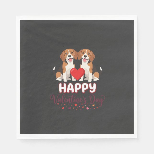 Glad Alla Hjärtans Dag Beaglepar Pappersservett (Framsidan)