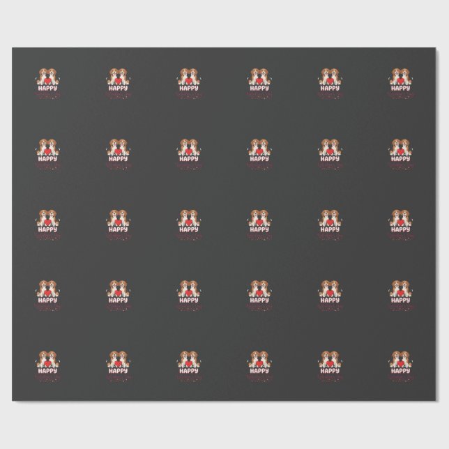 Glad Alla Hjärtans Dag Beaglepar Presentpapper (Platt)