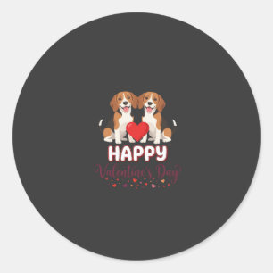 Glad Alla Hjärtans Dag Beaglepar Runt Klistermärke