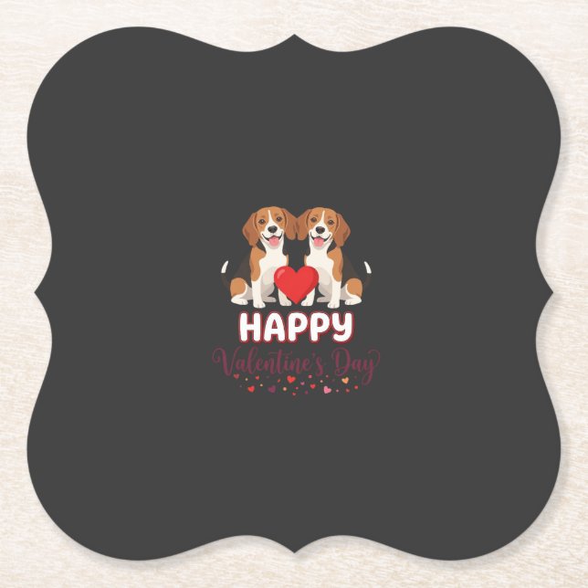 Glad Alla hjärtans dag Beaglepar Underlägg Papper (Framsida)