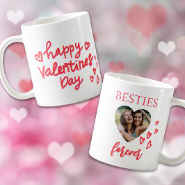 Glad Alla hjärtans dag Besties Forever Heart Photo Kaffemugg