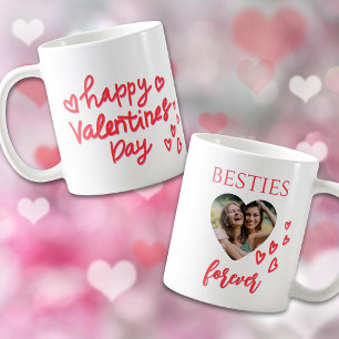 Glad Alla hjärtans dag Besties Forever Heart Photo Kaffemugg