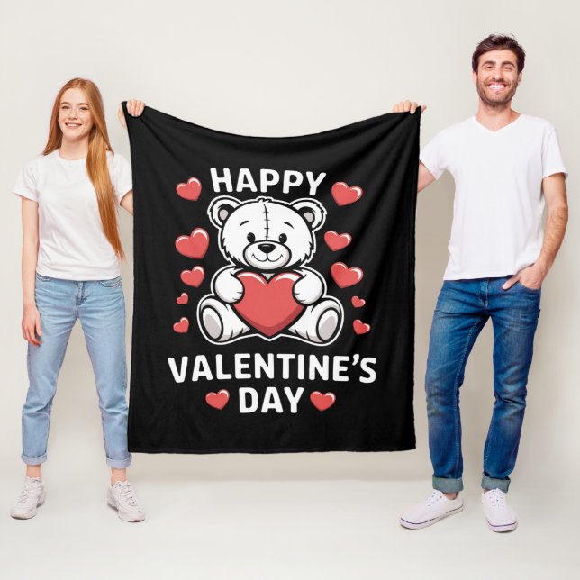 Glad Alla Hjärtans Dag Björn vday  Fleecefilt (På plats)
