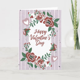 Glad Alla Hjärtans Dag Blommande Rosens Högtidskor Helgkort