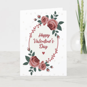 Glad Alla Hjärtans Dag Blommande Rosor Hjärtkort Helgkort