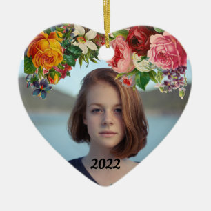 Glad Alla hjärtans dag Blommig Foto Bröllop Julgransprydnad Keramik