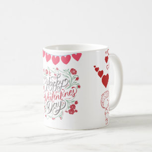 Glad Alla Hjärtans Dag Blommig Hjärtamugg Kaffemugg