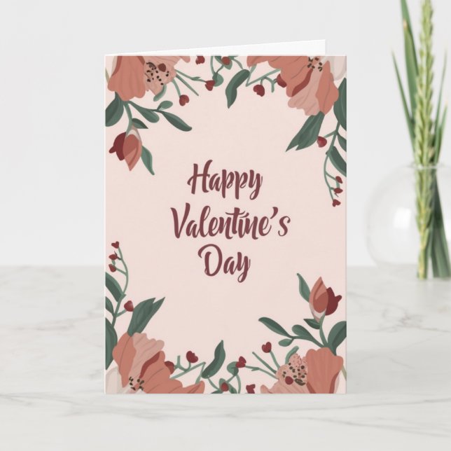 Glad Alla Hjärtans Dag Blommig Högtidskort Helgkort (Framsida)
