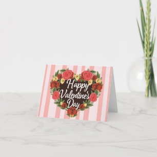 Glad Alla Hjärtans Dag Blommiga Rosens Hjärtkort Helgkort