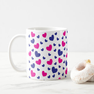 Glad Alla hjärtans dag Blue Rosa Hearts Mönster Kaffemugg