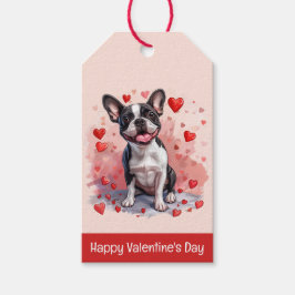 Glad Alla Hjärtans Dag Boston Terrier Hund Presentetikett