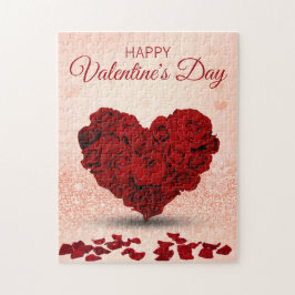 Glad Alla hjärtans dag Bukett med rosor Heart Pussel