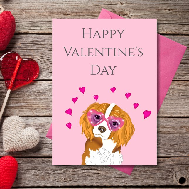 Glad Alla Hjärtans Dag Cavalier King Solglasögon Helgkort (Skapare uppladdad)