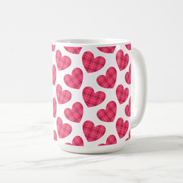 Glad Alla hjärtans dag chic rosa hjärtan Kaffemugg (Framsida höger)