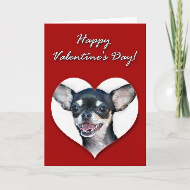 Glad Alla hjärtans dag Chihuahua Helgkort (Framsida)