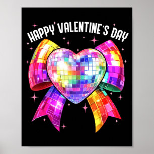 Glad Alla Hjärtans Dag Coquette Disco Boll Hjärtat Poster
