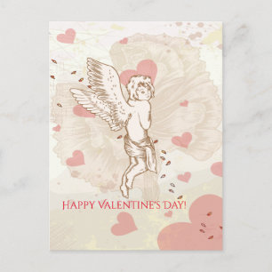 Glad Alla hjärtans dag Cupid Blommigt Heart Helg Vykort
