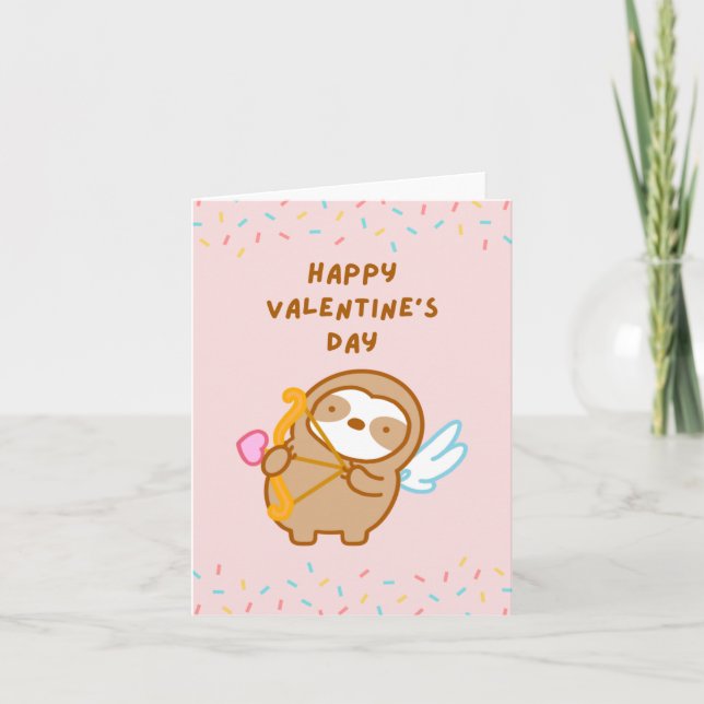 Glad Alla Hjärtans Dag Cupid Sengångare Kort (Framsida)