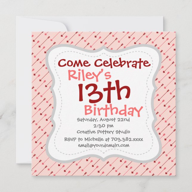 Glad Alla hjärtans dag Cupid's Arrows Rosa Red Inbjudningar (Framsida)