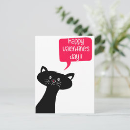 Glad Alla hjärtans dag! Cute Black Cat-vykort Helg Vykort