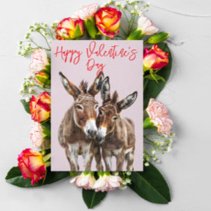 Glad Alla hjärtans dag Cute Donkey Kärlek Kort
