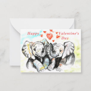 Glad Alla hjärtans dag - Cute Elephants - Romantic Anteckningskort
