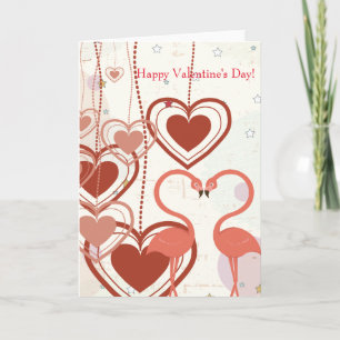 Glad Alla hjärtans dag Cute Flamingo Heart Streame Helgkort
