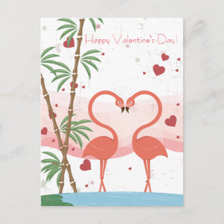 Glad Alla hjärtans dag Cute Flamingo Hearts Bamboo Helg Vykort