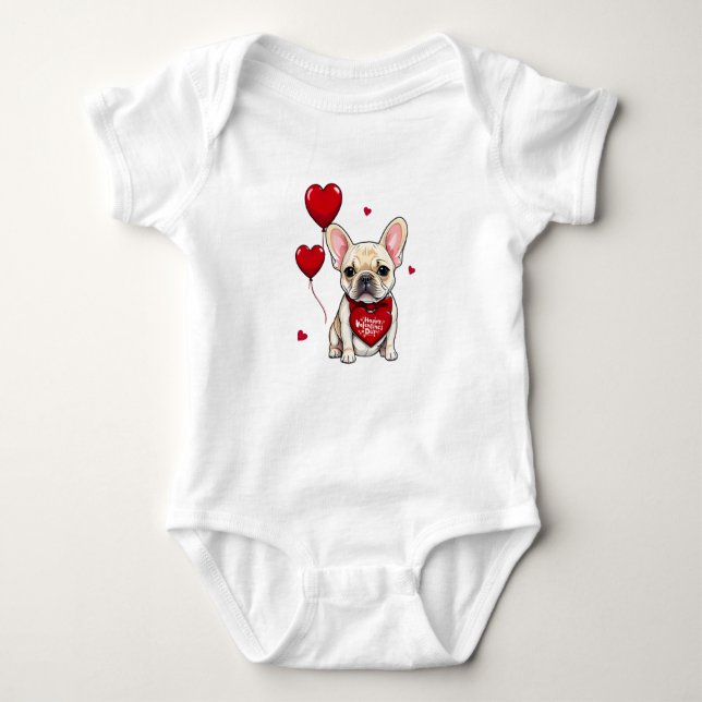 Glad Alla hjärtans dag! Cute fransk bulldog T Shirt (Framsida)