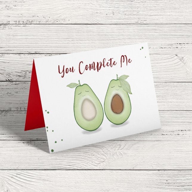 Glad Alla hjärtans dag Cute Funny Simple Avocados Kort (Cute Valentine's Day Custom Avocado Mug with Cute Typography )