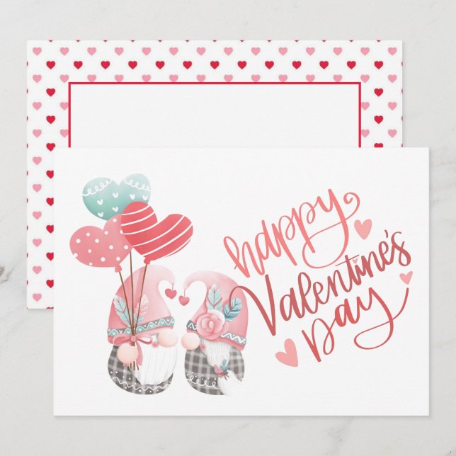 Glad Alla hjärtans dag Cute Gnome Photo Valentine Anteckningskort (Fram/baksida)
